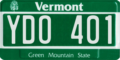 VT license plate YDO401