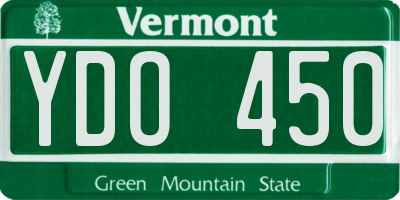 VT license plate YDO450