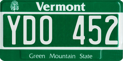 VT license plate YDO452