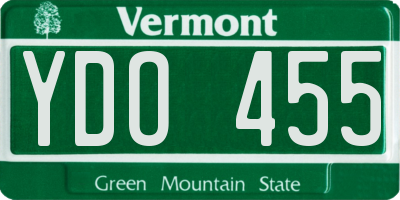 VT license plate YDO455