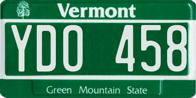VT license plate YDO458