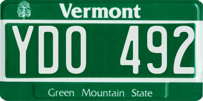 VT license plate YDO492