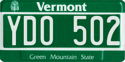 VT license plate YDO502