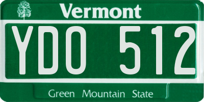 VT license plate YDO512
