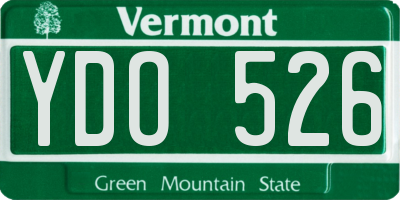 VT license plate YDO526