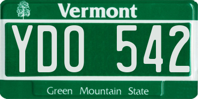 VT license plate YDO542