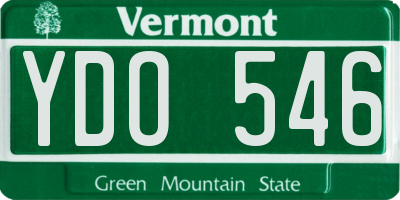 VT license plate YDO546