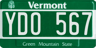 VT license plate YDO567
