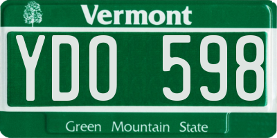 VT license plate YDO598
