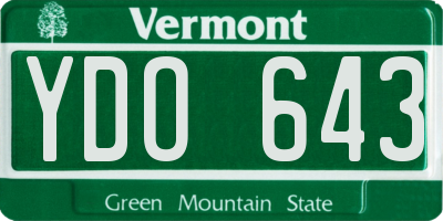 VT license plate YDO643