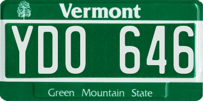 VT license plate YDO646