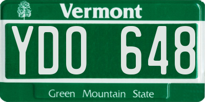VT license plate YDO648