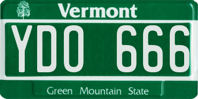 VT license plate YDO666