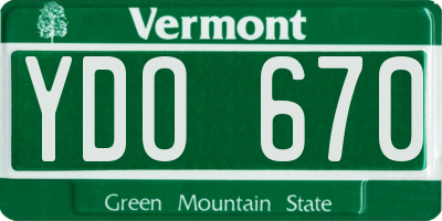 VT license plate YDO670
