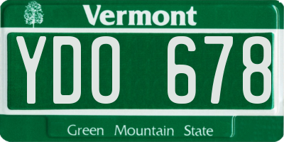 VT license plate YDO678