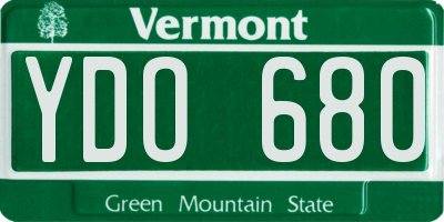 VT license plate YDO680