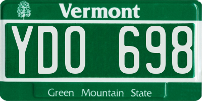 VT license plate YDO698