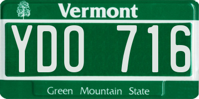 VT license plate YDO716