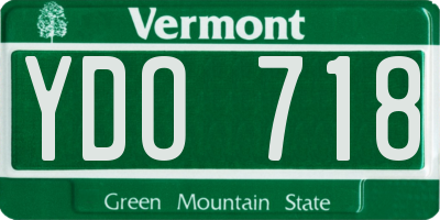 VT license plate YDO718