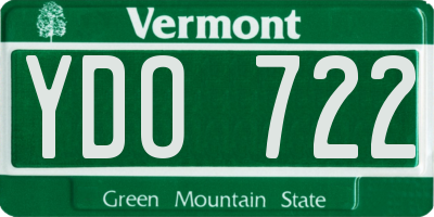 VT license plate YDO722