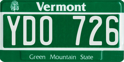 VT license plate YDO726