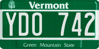 VT license plate YDO742