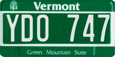 VT license plate YDO747