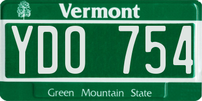 VT license plate YDO754