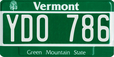 VT license plate YDO786