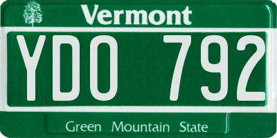 VT license plate YDO792