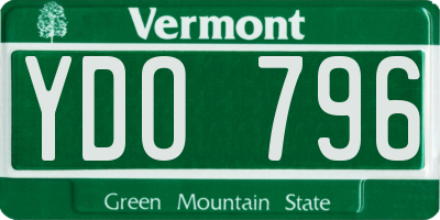 VT license plate YDO796