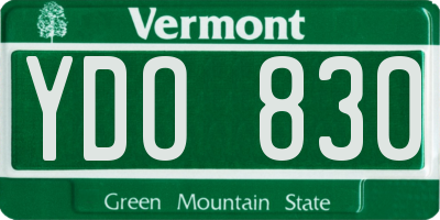 VT license plate YDO830