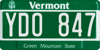 VT license plate YDO847