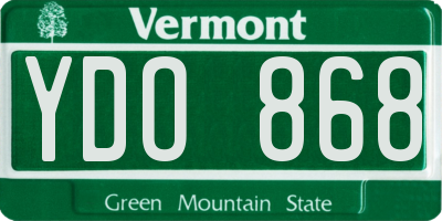 VT license plate YDO868