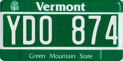 VT license plate YDO874