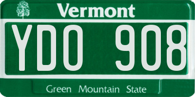 VT license plate YDO908