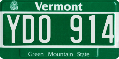 VT license plate YDO914