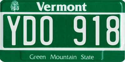 VT license plate YDO918