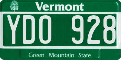 VT license plate YDO928