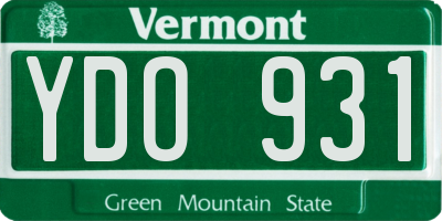 VT license plate YDO931