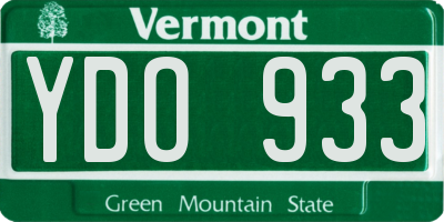 VT license plate YDO933