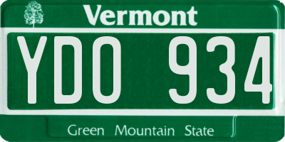 VT license plate YDO934