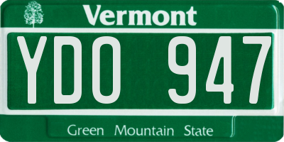 VT license plate YDO947