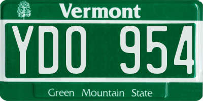 VT license plate YDO954