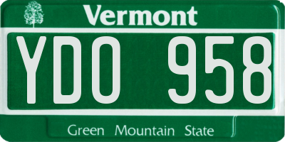 VT license plate YDO958
