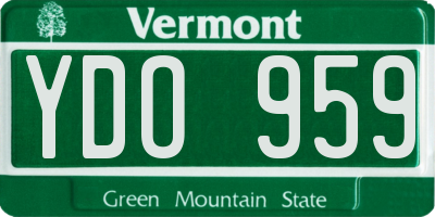 VT license plate YDO959
