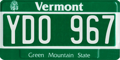 VT license plate YDO967