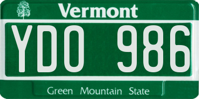 VT license plate YDO986