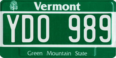 VT license plate YDO989