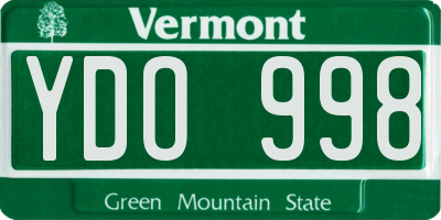 VT license plate YDO998